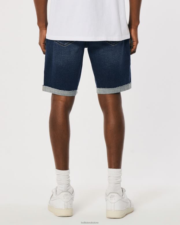 Bottoms Hollister Men Ripped Dark Wash Athletic Skinny Denim Shorts 9\\ 488201302 Ripped Dark Wash